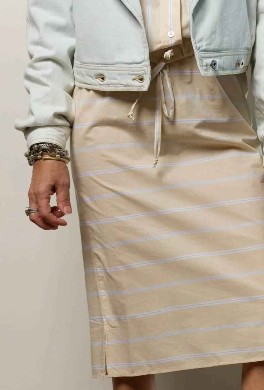 NEW CISSA the summer pencil skirt in bare line stripe